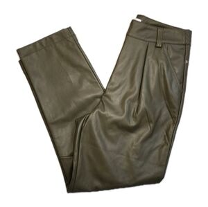Faux Leather Pants Leather Look Straight Leg High-Rise Trousers Size 6